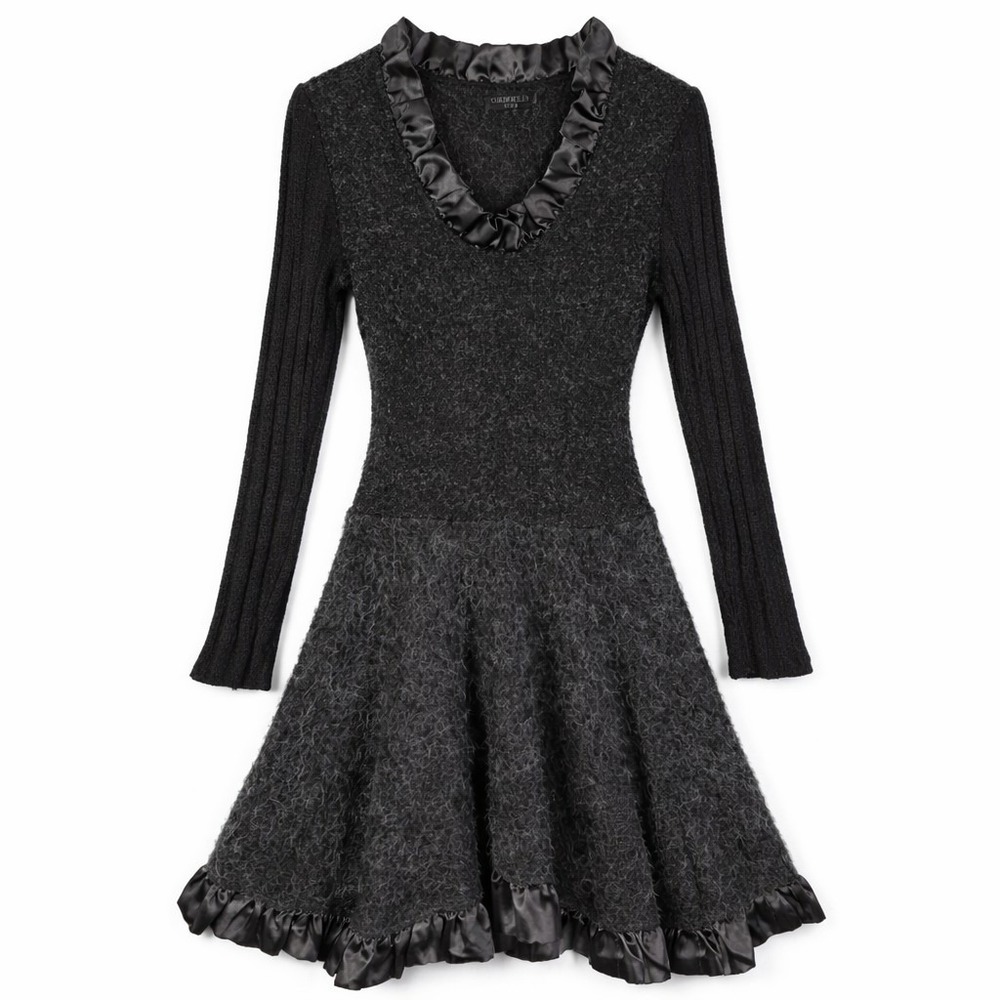 Griffelin Paris Dress M Black Mohair Gothic Dark Fairy Fit Flare Whimsigoth Goth